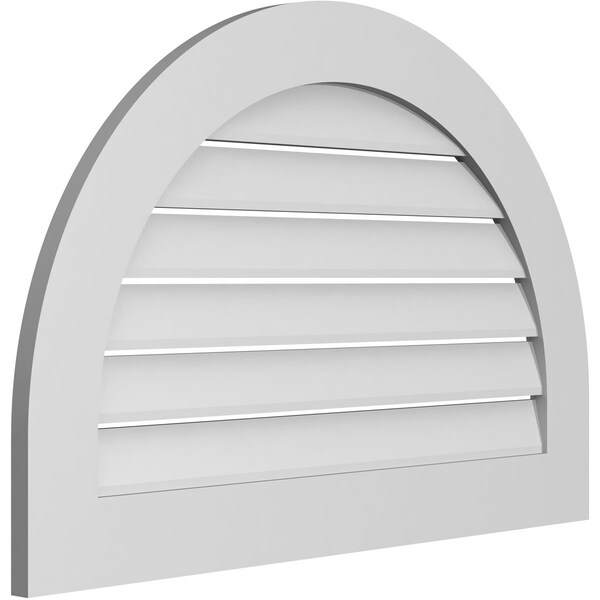 Round Top Surface Mount PVC Gable Vent: Functional, W/ 3-1/2W X 1P Standard Frame, 36W X 24H